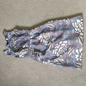 GUC Boden silk blue and grey floral sleeveless midi dress